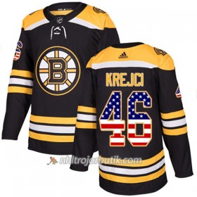 Män Ishockey Boston Bruins Tröja David Krejci 46 Adidas 2017-2018 Svart USA Flag Fashion Authentic